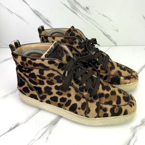 Christian Louboutin Animal Print 39.5 9.5 Pony Hair Rantus Orlato High Top Shoes